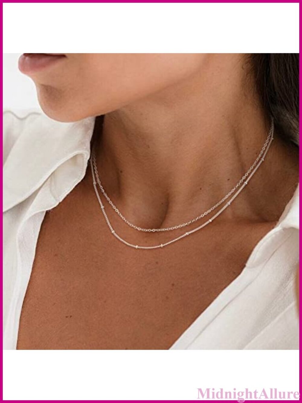 Sterling Silver Paperclip Chain Necklace Dainty Waterproof Choker for Women - Picture 3 of 6